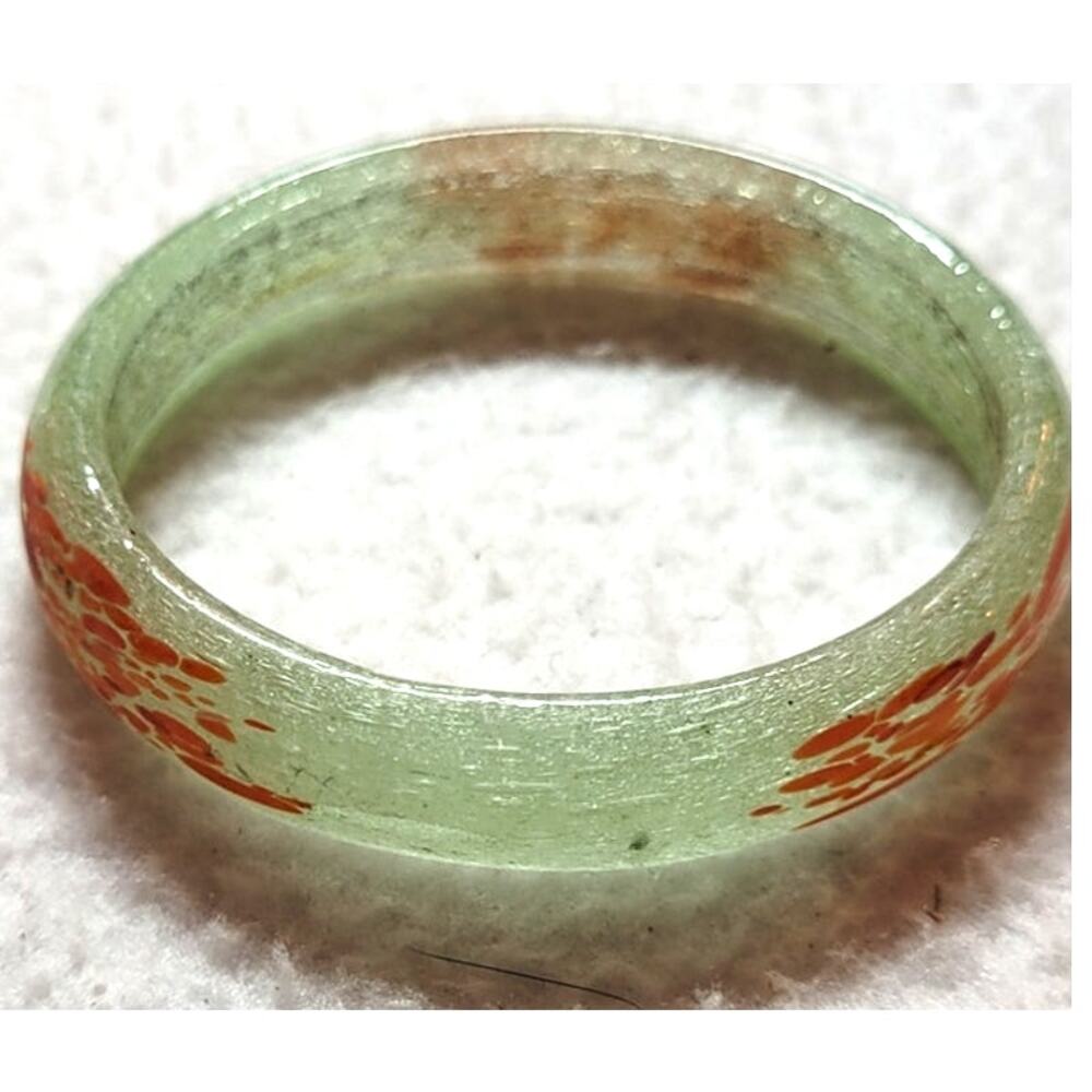 Artisan Fused Glass Bangle Bracelet Mint Green Red Frit OOAK Modern Small Wrist